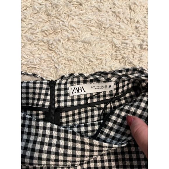 NWOT Zara Ruched Gingham Mini Skirt - Picture 3 of 3